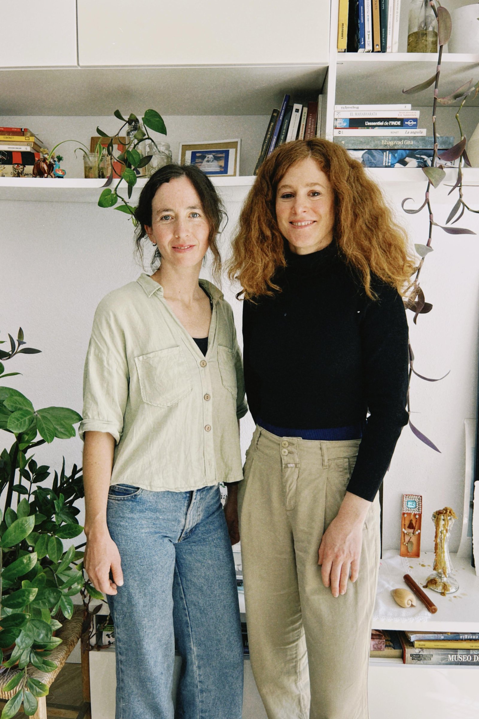 Our team member working in an urban garden with tools and plants